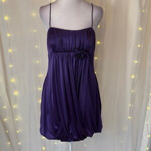Morgan & Co. Purple Satin Mini Dress with Floral Accent